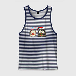 Мужская майка Новогодние ежики с подарками