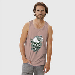 Майка мужская хлопок Змея на черепе, цвет: пыльно-розовый — фото 2
