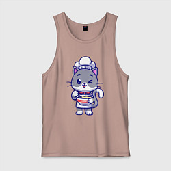 Мужская майка Котик на кухне