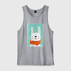 Майка мужская хлопок Снежный заяц с шарфом, цвет: меланж