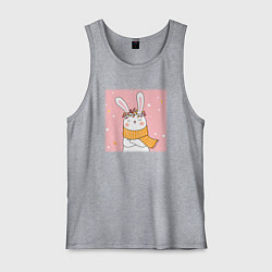 Мужская майка Милый заяц с шарфом