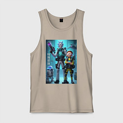 Майка мужская хлопок Rick and Morty - cyber special forces, цвет: миндальный