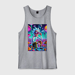 Мужская майка Рик в неоновых очках среди грибов