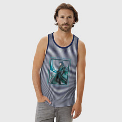 Майка мужская хлопок Jiyan Windborne Rider, цвет: синяя тельняшка — фото 2