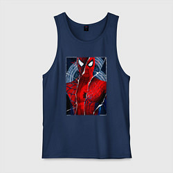 Майка мужская хлопок Человек паук три паука, цвет: тёмно-синий