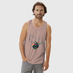 Майка мужская хлопок Рубик в воде, цвет: пыльно-розовый — фото 2