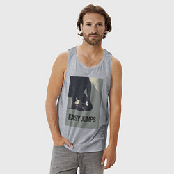 Майка мужская хлопок Easy jumps in boots, цвет: меланж — фото 2