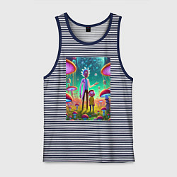 Мужская майка Morty and Rick on a neon planet