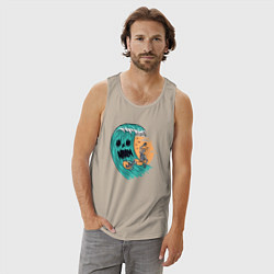 Майка мужская хлопок Skeletor surfer, цвет: миндальный — фото 2