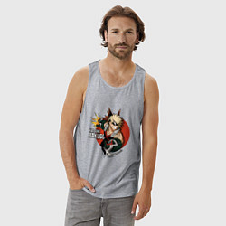 Майка мужская хлопок Моя геройская академия Бакуго круг, цвет: меланж — фото 2