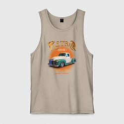 Майка мужская хлопок Ретро гараж и автомобиль Chevrolet Thriftmaster, цвет: миндальный