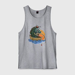 Мужская майка Увлеченная рыба-рыбак ловит рыбу удочкой