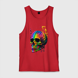 Майка мужская хлопок Череп в краске, цвет: красный
