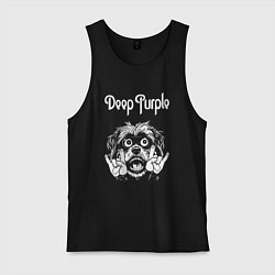 Майка мужская хлопок Deep Purple rock dog, цвет: черный