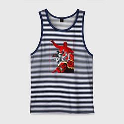 Майка мужская хлопок Ленин и народ, цвет: синяя тельняшка