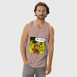 Майка мужская хлопок Пес - все в порядке, цвет: пыльно-розовый — фото 2