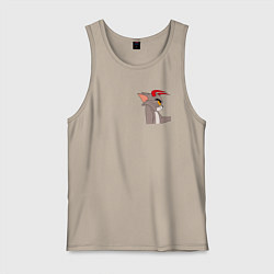 Майка мужская хлопок Том демон кот, цвет: миндальный