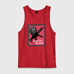 Майка мужская хлопок Squid game gun and mask, цвет: красный