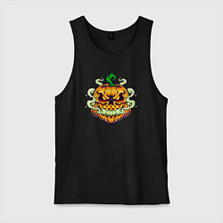 Майка мужская хлопок Evil pumpkin, цвет: черный