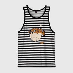 Майка мужская хлопок Рыбка фугу, цвет: черная тельняшка