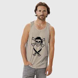 Майка мужская хлопок Пара пиратов мужчина, цвет: миндальный — фото 2