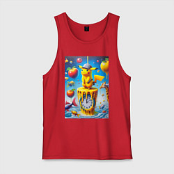 Мужская майка Funny Pikachu and fishes - surrealism