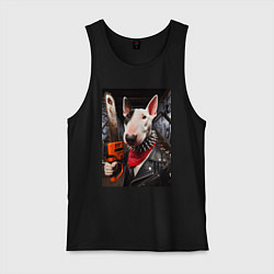 Мужская майка Бультерьер с бензопилой - нейроарт