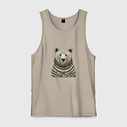 Майка мужская хлопок Медведь лесной, цвет: миндальный