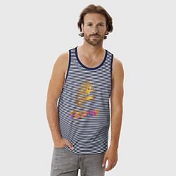 Майка мужская хлопок Fashion - портрет девушки, цвет: синяя тельняшка — фото 2