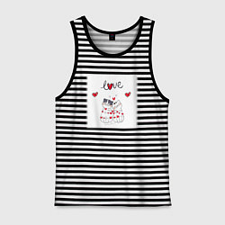 Майка мужская хлопок Любовная романтика, цвет: черная тельняшка