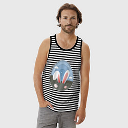 Майка мужская хлопок Яйцо с ушами, цвет: черная тельняшка — фото 2