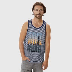 Майка мужская хлопок Санкт-Петербург Лахта центр, цвет: синяя тельняшка — фото 2