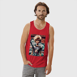 Майка мужская хлопок Punks not dead - Barbie ai art, цвет: красный — фото 2