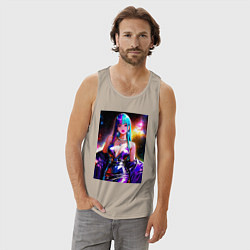 Майка мужская хлопок Девушка поп идол, цвет: миндальный — фото 2