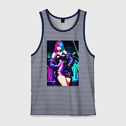 Майка мужская хлопок Девушка поп идол, цвет: синяя тельняшка