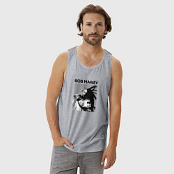 Майка мужская хлопок Боб Марли легенда регги, цвет: меланж — фото 2