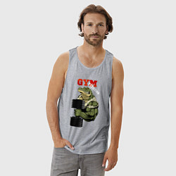 Майка мужская хлопок GYM fitness - crocodile, цвет: меланж — фото 2