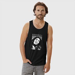 Майка мужская хлопок Bob Marley abstract portrait, цвет: черный — фото 2