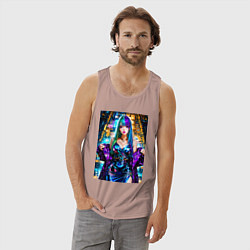 Майка мужская хлопок Девушка поп идол, цвет: пыльно-розовый — фото 2