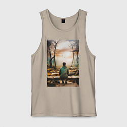 Мужская майка Мальчик на скамейке