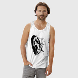Майка мужская хлопок Крик - Гоуст фейс, цвет: белый — фото 2