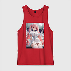 Майка мужская хлопок Медсестричка сделает тебе укол любви, цвет: красный