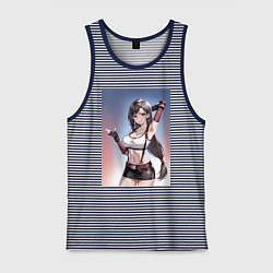 Майка мужская хлопок Тифа Локхарт из Final Fantasy VII, цвет: синяя тельняшка