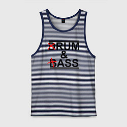 Майка мужская хлопок Drum and bass color, цвет: синяя тельняшка