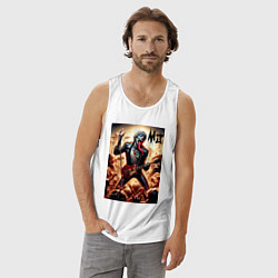 Майка мужская хлопок Mick Jagger - Rolling Stones, цвет: белый — фото 2