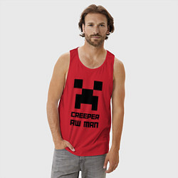 Майка мужская хлопок Creeper Aw Man, Майнкрафт мем, цвет: красный — фото 2