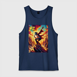 Майка мужская хлопок Mick Jagger -mountain fantasy, цвет: тёмно-синий