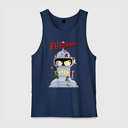 Майка мужская хлопок Futurama all, цвет: тёмно-синий