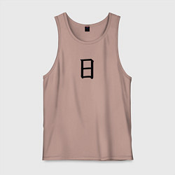 Майка мужская хлопок Воскресенье японским иероглифом, цвет: пыльно-розовый