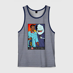 Майка мужская хлопок Ghostbusters - Winston and the sandman, цвет: синяя тельняшка